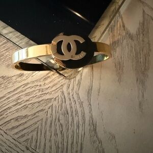 Gold and Black Logo Bracelet